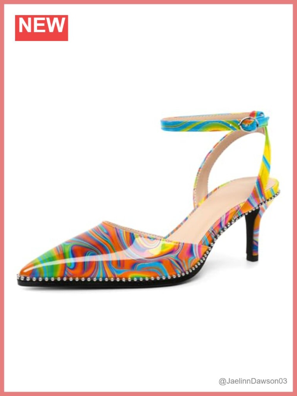 Kitten Heels for Women Low Heel Closed Toe Ankle Strap Pumps Beaded Dress Shoes